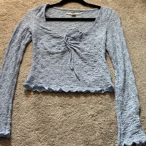 Kimchi Blue Lace Tie-Front Top in Light Blue